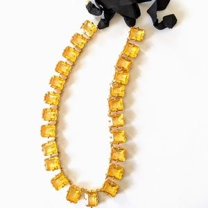 J.Crew Yellow Gem-Cut Necklace w/ Ribbon Tie